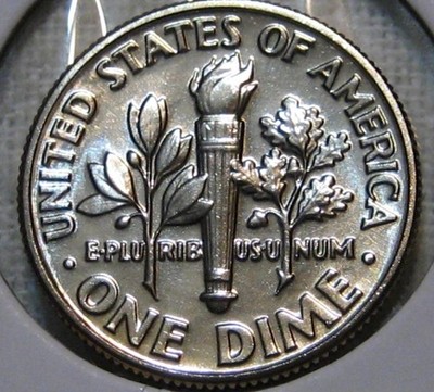 1990 dime Full Bands designation — torch reverse showing complete band separation